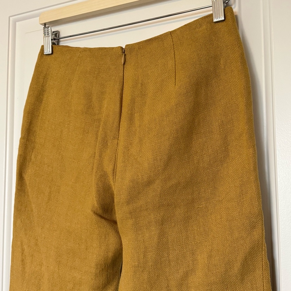Vintage Club Monaco Tan Mustard Camel Lined Linen Cropped Pants, size 2 - Picture 6 of 9